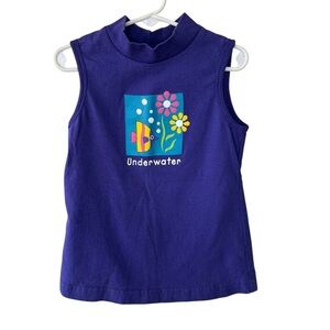 Vintage HONORS Under The Sea Mock Neck Sleeveless Shirt Purple 6X 90s USA GUC